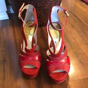 MK red open toe stiletto never worn.